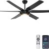 Ceiling Fans with Lights, 56'' Black Ceiling Fan Remote/APP Control, Dimmable, Quiet DC Motor Indoor/Outdoor Ceiling Fan for Living Room, Patios