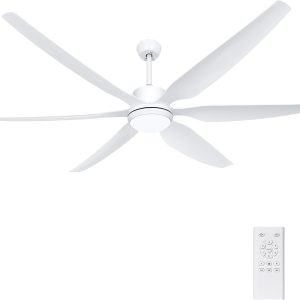 Ceiling Fan with Lights Remote Control, Large Ceiling Fan White, 6 Blades 6 Speeds 3 CCT Modern Ceiling Fans Light for Outdoor Indoor Patios Living Room Porch Garage Warehouse