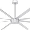 Large Industrial Ceiling Fan - DC Motor Shop Ceiling Fan with Remote Control Commercial Ceiling Fan for Warehouse Garage Gym, Silver Grey No Light