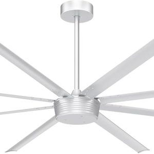 Large Industrial Ceiling Fan - DC Motor Shop Ceiling Fan with Remote Control Commercial Ceiling Fan for Warehouse Garage Gym, Silver Grey No Light