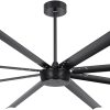 Large Industrial Ceiling Fan - DC Motor Shop Ceiling Fan with Remote Control Commercial Ceiling Fan for Warehouse Garage Gym, Black No Light