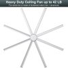 Large Industrial Ceiling Fan - DC Motor Shop Ceiling Fan with Remote Control Commercial Ceiling Fan for Warehouse Garage Gym, Silver Grey No Light
