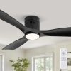 Ceiling Fans with Lights and Remote Control,Modern Flush Mount Ceiling Fan with 3 CCT,Low Profile Ceiling Fans with 6-Speeds Reversible DC Motor for Patio Living Room Bedroom(Black)