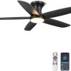 Ceiling Fan with Lights, 46" Flush Mount Ceiling Fans Remote/APP Control - Dimmable, Quiet DC Motor, Indoor Ceiling Fans for Bedroom Kitchen, Black