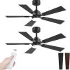 2 Pack of 42 Ceiling Fans with Lights and Remote, Modern Low Profile Ceiling Fans with Dimmable 3CCT Quiet DC Motor, Reversible Celing Fan with 6-Speeds Timer for Bedroom(Black)