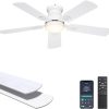 Ceiling Fans with Lights, 42 Inch Low Profile Ceiling Fan with Light and Remote/APP Control, Flush Mount, Dimmable, Qiuet DC Motor, White Small Indoor Ceiling Fan for Bedroom, Kitchen