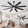 72 Inch and 65 Inch Ceiling Fans with Lights, Large Ceiling Fans with Remote, Black&Brown Modern Ceiling Fan with LED Light, Quiet DC Motor for Living Room, Bedroom, Kitchen, Indoor