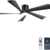 52 Low Profile Ceiling Fan with Lights, Remote & APP Control Modern Flush Mount Indoor Outdoor Ceiling Fans, Dimmable, Silent DC Motor, Reversible, Black