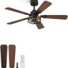 1 Pack 42 Inch Rustic Caged Ceiling Fan with Lights, Black Farmhouse Ceiling Fans for Bedroom Living Room, Double-Sided 5 Blades Rustic Ceiling Fan