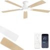 60 inch Ceiling Fans with Lights, Smart Flush Mount Ceiling Fan and Remote APP, Modern Low Profile, 3CCT 20W LED with 6-Speeds Quiet Reversible Motor for Bedroom, Living Room, Kitchen, White