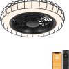 low profile ceiling fan with light: bladeless ceiling fan with light - safety enclosed ceilng fans with cave - Smart ultra low profile ceiling fans with remote & App for outdoor indoor