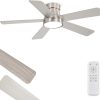 42 Inch Ceiling Fans with Lights and Remote,Indoor Modern Flush Mount Ceiling Fan with 3CCT 6-Speed Quiet DC Motor,Black Small Low Profile Ceiling Fan for Bedroom Living Room Office(Nickel)