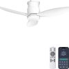 Flush Mount Ceiling Fans with Lights, Remote/App Control, Dimmable, Silent Indoor/Outdoor Ceiling Fan for Porch, Bedroom, Kitchen, White