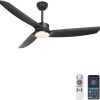 56 Inch Black Ceiling Fan with Lights, Modern 3 Blades Ceiling Fan with Remote/APP Control, Reversible DC Motor, Dimmable 3 CCT, Indoor Outdoor Fan for Covered Patios Living Room