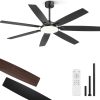 62 Inch Large Ceiling Fans with Lights and Remote, Black Modern Ceiling Fan with 3CCT LED Light, Quiet DC Motor,Indoor/Outdoor Ceiling Fan with 7 Dual Finish Blades for Living Room, Patio
