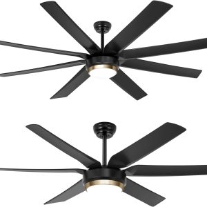 Modern Black Ceiling Fan Remote & APP Control, 70 Inch + 56 Inch