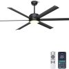 Industrial Ceiling Fan with Lights - Remote & APP Control, Dimmable, DC Motor, Outdoor Fan with Aluminum Blades for Patio Living Room, Black