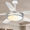 Fandelier Ceiling Fan with Light - Modern Ceiling Light Fixture with Fan and Remote, 3 Colors LED Ceiling Fan for Outdoor Patio Kitchen, Brushed Nickel & White