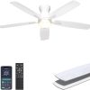 Ceiling Fans with Lights, Low Profile Ceiling Fan with Light and Remote/APP Control, Modern Flush Mount Ceiling Fan for Indoor Bedroom Living Room, Dimmable, Qiuet DC Motor, White