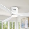 Ceiling Fans with Lights and Remote Control,Modern Flush Mount Ceiling Fan with 3 CCT,Low Profile Ceiling Fans with 6-Speeds Reversible DC Motor for Patio Living Room Bedroom(White)