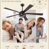 Farmhouse Ceiling Fans with Light, 60 Inch Bedroom Ceiling Fan with Lights, 6-Speed Adjustable, Quiet and Reversible DC Motor, Dual Finish 5 Blades, Rustic Caged Black Ceiling Fan for Living Room