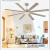 Modern Farmhouse 84 Inch Large Ceiling Fan, 6-Speed Reversible DC Industrial Ceiling Fans with Lights for Shop/Living Room/Covered Outdoor-Nickel