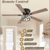 56 Inch Chandelier Ceiling Fans with Lights and Remote, Flush Mount Crystal Ceiling Fan with 6-Speeds, Quiet Reversible DC Motor, Farmhouse Ceiling Fan for Bedroom, Living Room, Dining Room