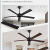 52 Inch Ceiling Fans No Light with Remote, Black Indoor/Outdoor Ceiling Fan Without Light with Quiet Reversible DC Motor, 6 Speeds, 5 Blades Modern Ceiling Fan for Living Room Bedroom Patio
