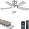 Ceiling Fans with Lights, 32 Inch Low Profile Ceiling Fan with Light and Remote/APP Control, Flush Mount, Dimmable, Qiuet DC Motor, Silver Small Indoor Ceiling Fan for Bedroom, Kitchen