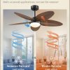 Tropical Ceiling Fans with Lights and Remote/APP Control, 42 Inch Palm Leaf Ceiling Fan with RGB Dimmable Light, Noiseless Modern Ceiling Fan for Bedroom, Indoor/Outdoor Patio Use
