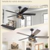 Farmhouse Ceiling Fans with Lights and Remote, 52 Inch Industrial Black Caged Ceiling Fans for Living Room Bedroom Kitchen, 6 Speed Reversible Quiet DC Motor, Dual Finish 5 Blades