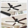 Ceiling Fans with Lights and Remote, 52 inch Low Profile Flush Mount Ceiling Fan,Black Modern Ceiling Fan with LED Light for Bedroom Indoor Outdoor-5 Reversible blades, 3CCT, 6 Speeds, Timer