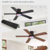 48 Inch Ceiling Fans with Lights and Remote,Indoor Modern Flush Mount Ceiling Fan with 3CCT 6-Speed Quiet DC Motor,Small Low Profile Ceiling Fan for Bedroom Living Room Office(Black RGB)