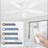 46 Inch Flush Mount Ceiling Fan No Light with Remote,White Modern Low Profile Ceiling Fan Without Light,6-Speeds,Quiet Reversible DC Motor,Indoor&Outdoor Ceiling Fans for Bedroom,Living Room
