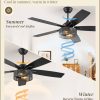 Farmhouse Ceiling Fans with Lights and Remote, 52 Inch Industrial Black Caged Ceiling Fans for Living Room Bedroom Kitchen, 6 Speed Reversible Quiet DC Motor, Dual Finish 5 Blades