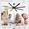 84 inch Large Ceiling Fan Outdoor Industrial Ceiling Fan with Light and Remote, 6-Speed, 3CCT, 8 Aluminum Blades, Modern Black Big Assed Ceiling Fans for Patios Garage Shop Porch Indoor