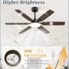 52 Inch Ceiling Fans with Lights, Indoor/Outdoor Modern Ceiling Fan with Reversible Blade And 2 Rods, Quiet DC Motor, 3CCT & 6-Speed Remote Control, Dual Finish Blade for Living Room/Bedroom