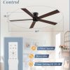 60 Inch Flush Mount Ceiling Fan no Lights, Black Ceiling Fan, 6-Speeds, Quiet Reversible DC Motor, Indoor/Outdoor Large Ceiling Fans without Lights for Living Room, Bedroom,Patio