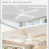 Ceiling Fans with Lights and Remote, 52 inch Low Profile Flush Mount Ceiling Fan,White Modern Ceiling Fan with LED Light for Bedroom Indoor Outdoor-5 Reversible blades, 3CCT, 6 Speeds, Timer