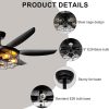 Ceiling Fans with Lights and Remote - 52 Inch Farmhouse Ceiling Fan with Caged Light Fixture - Black Industrial Outdoor Ceiling Fan Lights for Patio, Living Room, Kitchen & Bedroom