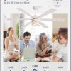 65 Inch Modern Ceiling Fans with Lights and Remote,Farmhouse Large Ceiling Fan with 6-Speed Reversible DC Motor and 6 Dual Finish Blades,White Ceiling Fan with Light for Living Bedroom Patio