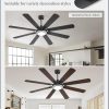 65 Inch Ceiling Fans with Lights and Remote, Black Ceiling Fan with 8 Dual-Color Blades, Indoor/Outdoor Large Ceiling Fans, Reversible DC Motor, 6-Speed, 3CCT for Living Room Kitchen Patio