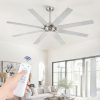 65 Inch Ceiling Fans No Light with Remote, Brushed Nickel Indoor/Outdoor Ceiling Fan Without Light with Quiet Reversible DC Motor, 6 Speeds, 8 Blades Large Ceiling Fan for Living Room Bedroom Patio