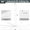 Large Industrial Ceiling Fan - DC Motor Shop Ceiling Fan with Remote Control Commercial Ceiling Fan for Warehouse Garage Gym, Black No Light