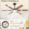 52 Inch Ceiling Fans with Lights, Indoor/Outdoor Modern Ceiling Fan with Reversible Blade And 2 Rods, Quiet DC Motor, 3CCT & 6-Speed Remote Control, Dual Finish Blade for Living Room/Bedroom