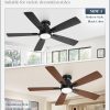 46 inch Ceiling Fans with Lights, Flush Mount Ceiling Fan and Remote, Modern Low Profile, 3CCT 20W LED Light with 6-Speeds Quiet Reversible Motor, for Bedroom, Living Room, Apartment, Black