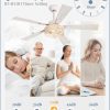 Farmhouse Ceiling Fans with Light, 48 Inch Bedroom Ceiling Fan with Lights, 6-Speed Adjustable, Quiet and Reversible DC Motor, 5 Dual Finish Blades, Rustic Caged Ceiling FanWhite and Gold Color