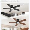 42 Inch Modern Low Profile Ceiling Fan and 72 Inch Large Ceiling Fans with Lights, 3CCT, 6-Speeds, Quiet DC Motor, Black Modern Ceiling Fan for Bedroom Living Room Kitchen Patio