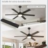 58 Inch Ceiling Fans with Lights and Remote, Black Indoor/Outdoor Ceiling Fan with Quiet Reversible DC Motor, 6 Speeds, 3CCT, 6 Blades Large Ceiling Fan for Living Room Bedroom Patio
