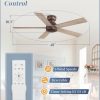 48 Inch Low Profile Ceiling Fan without Lights, Brown Farmhouse Ceiling Fan no Light, 6-Speeds, Quiet Reversible DC Motor, Indoor/Outdoor Ceiling Fans with Remote for Patio, Living Room, Bedroom